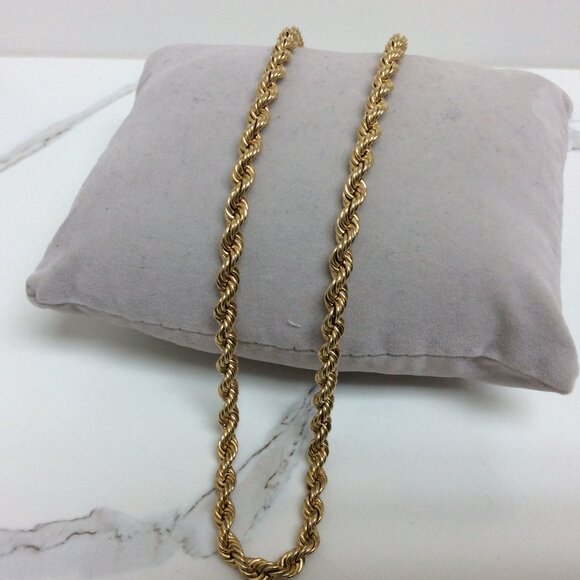 14kt  Real Semi Solid Yellow Gold ROPE Chain Necklace 30"  4.50mm   26.20grams - Picture 1 of 8